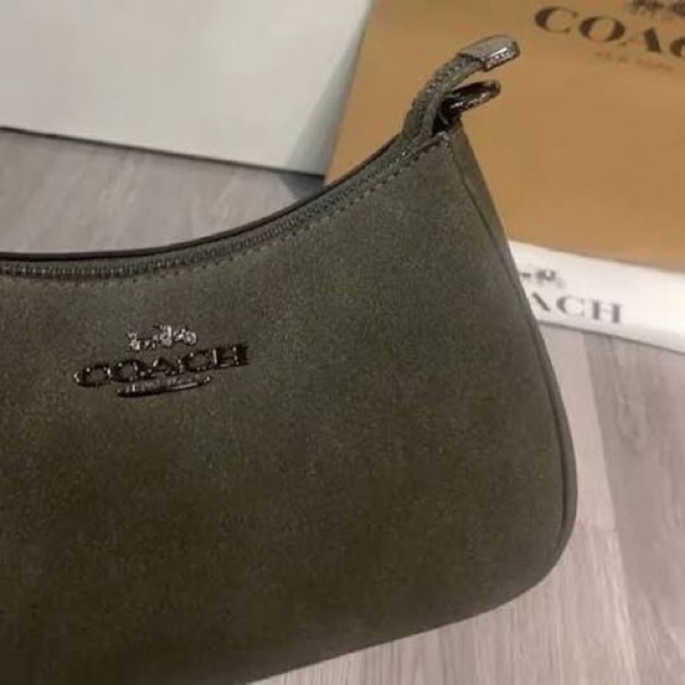 NEW Teri Coach Mini Crossbody Bag green suede with tags Authentic purse 👜 - Picture 9 of 9